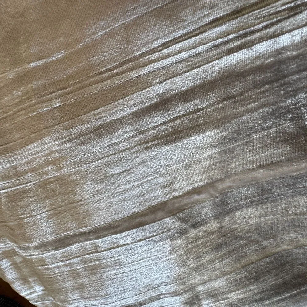 West Elm Crinkle Velvet Duvet Cover Full/Queen Pearl Gray Viscose Cotton NWOT